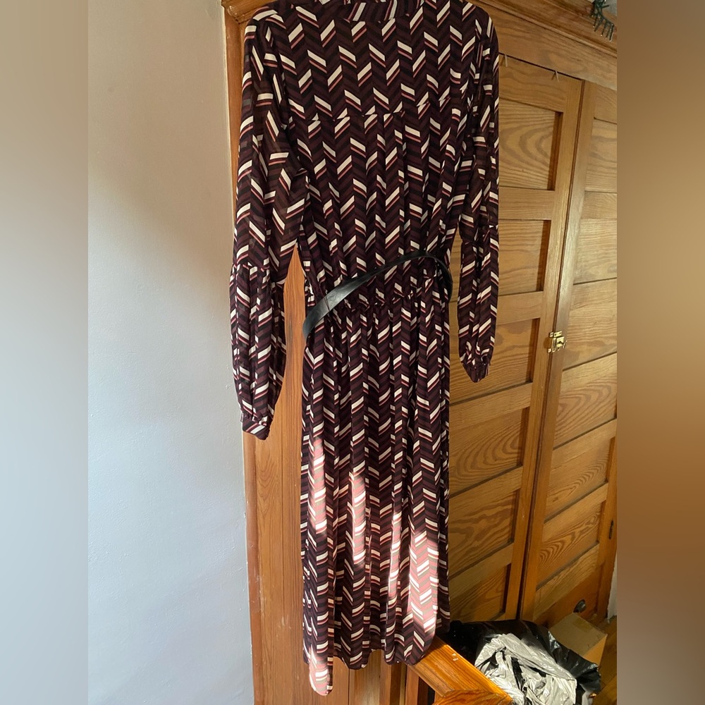 Elegant Burgundy Michael Kors Chevron Patterned Dress